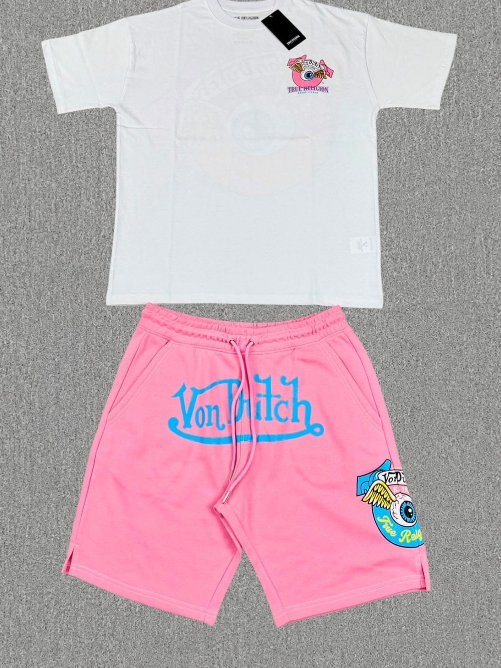 & Other Stories White Graphic Tee and Pink Shorts Set